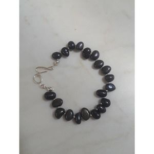 Womens A grade Black Freshwater Pearl Bracelet w Sterling Filled Handmade Clasps